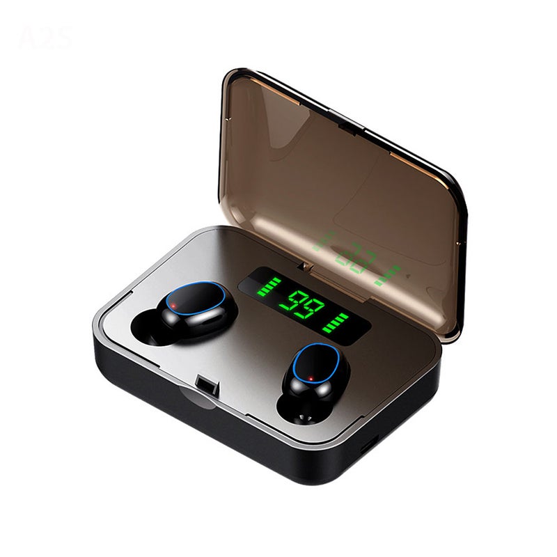 A2S TWS BT5.0 Wireless In-Ear Headphones With Digital Power Display Black