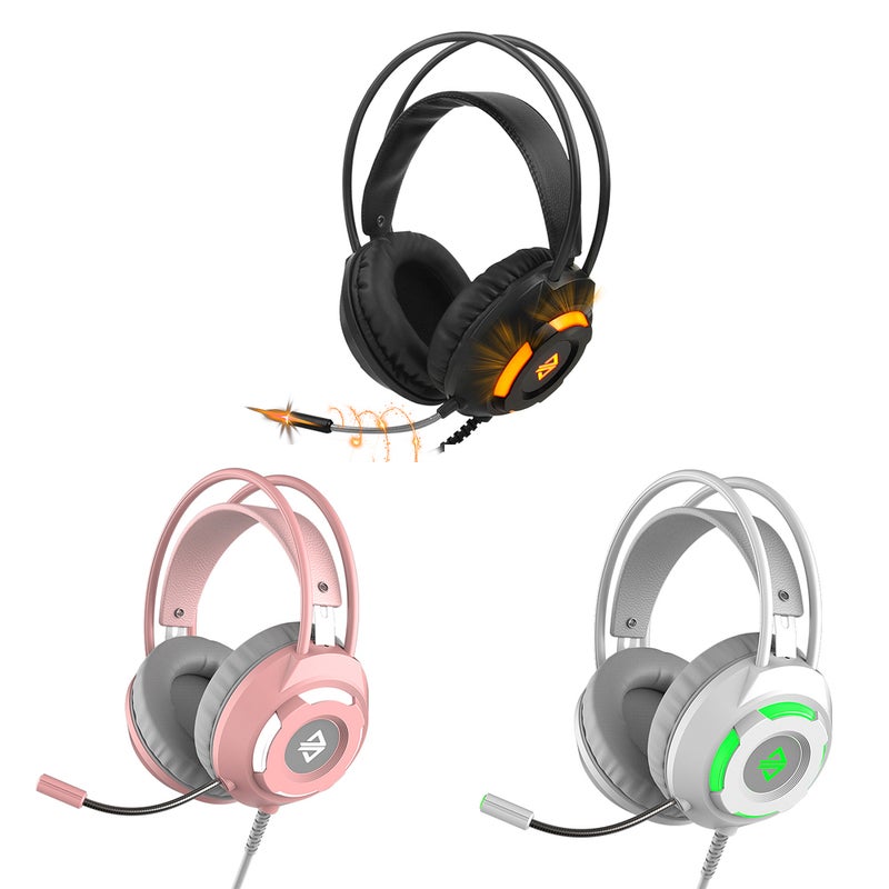 Ajazz AX120 USB Wired Gaming Headphones With Mic White  - Image 2