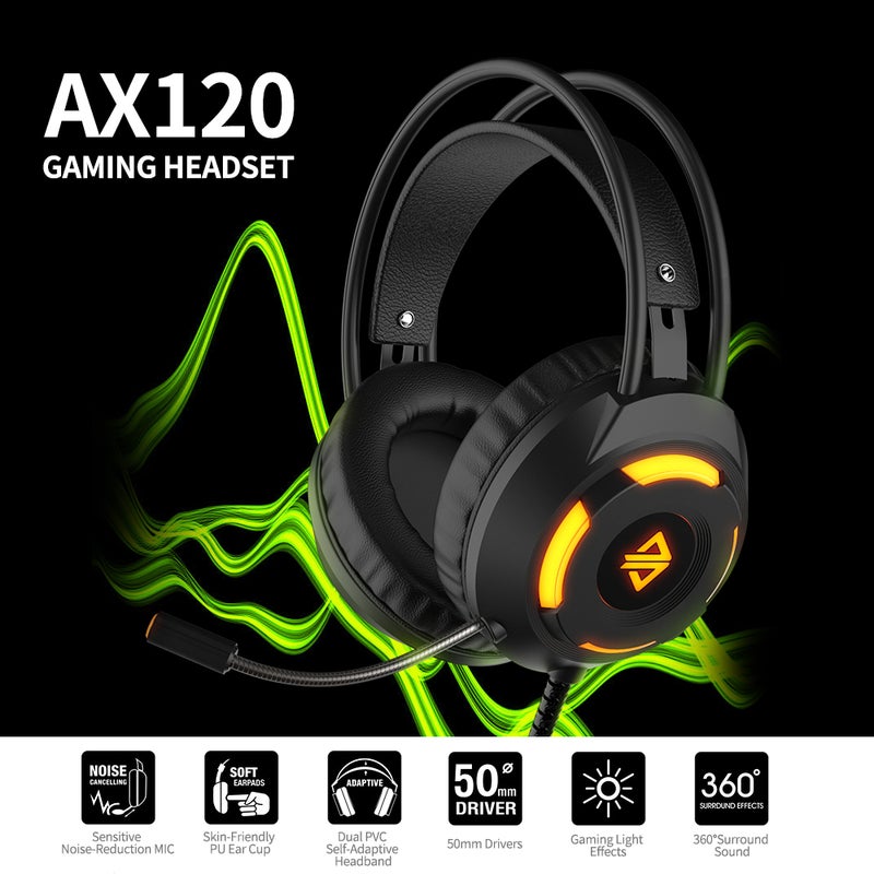 Ajazz AX120 USB Wired Gaming Headphones With Mic White  - Image 3