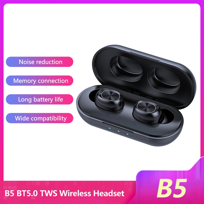 Generic - B5 TWS Wireless Headset Headphone Black - Image 1