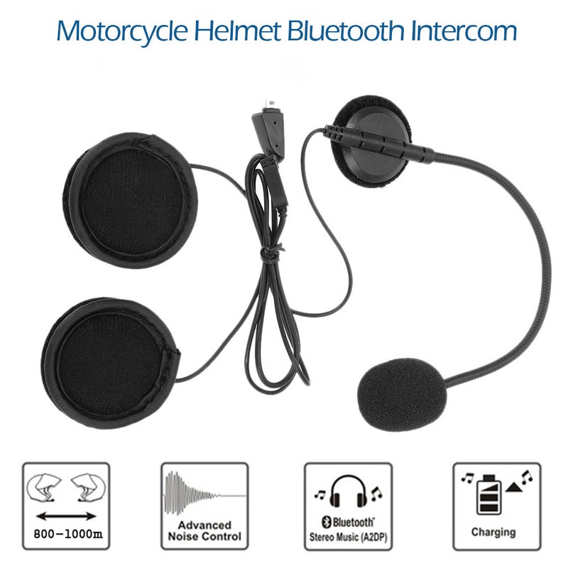 Generic - BT S2 Motorcycle Helmet Bluetooth Intercom Wireless Interphone With Headphone Black - Image 1
