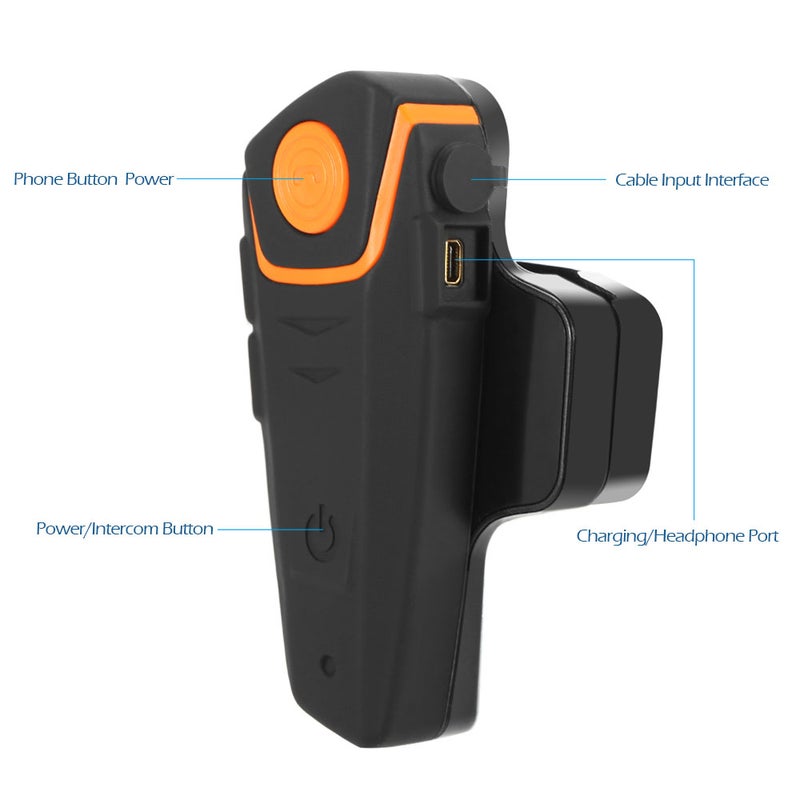 Generic - BT S2 Motorcycle Helmet Bluetooth Intercom Wireless Interphone With Headphone Black - Image 1