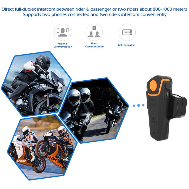 Generic - BT S2 Motorcycle Helmet Bluetooth Intercom Wireless Interphone With Headphone Black - Image 1