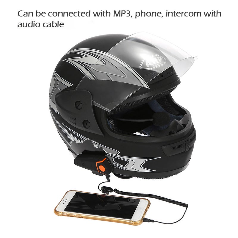 Generic - BT S2 Motorcycle Helmet Bluetooth Intercom Wireless Interphone With Headphone Black - Image 1