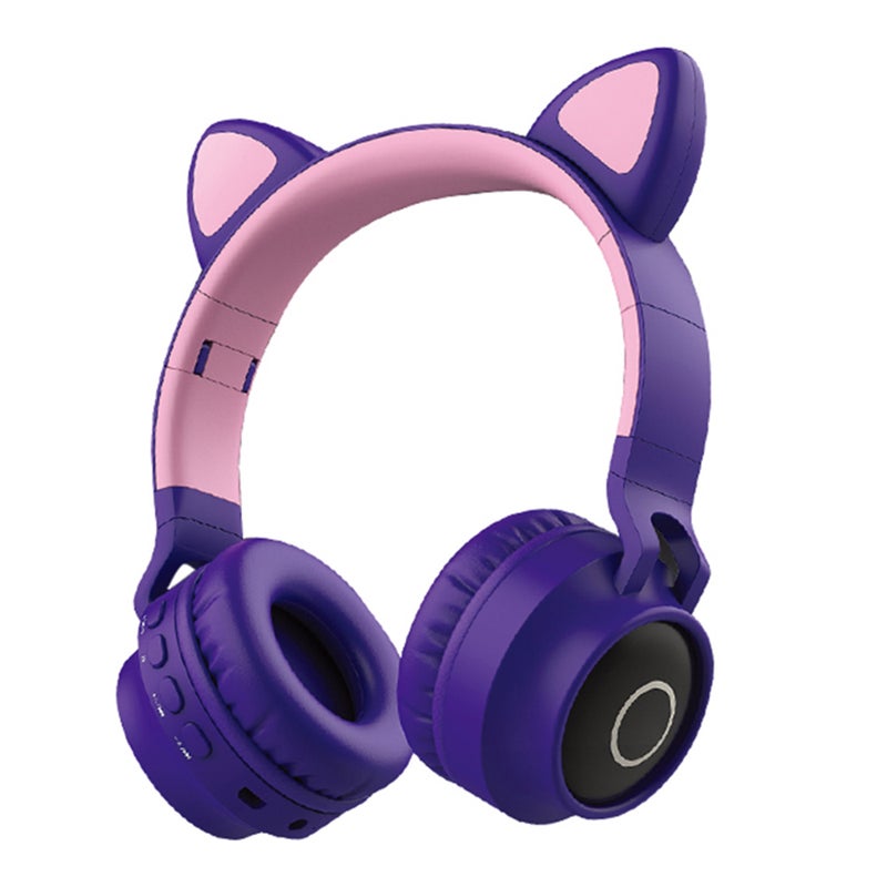 Faddish Student Cute Cat's BT Wireless On-Ear Headphones Purple - Image 1