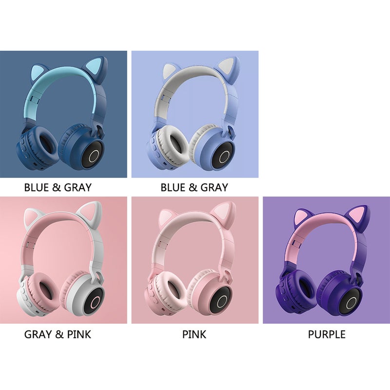 Faddish Student Cute Cat's BT Wireless On-Ear Headphones Purple - Image 5