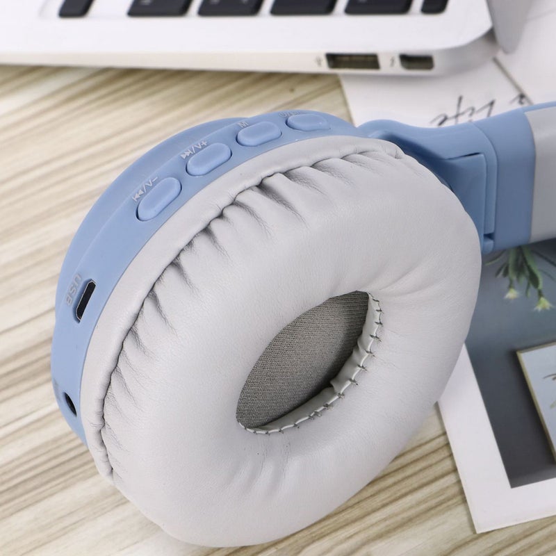 Faddish Student Cute Cat's BT Wireless On-Ear Headphones Gray-Pink - Image 2