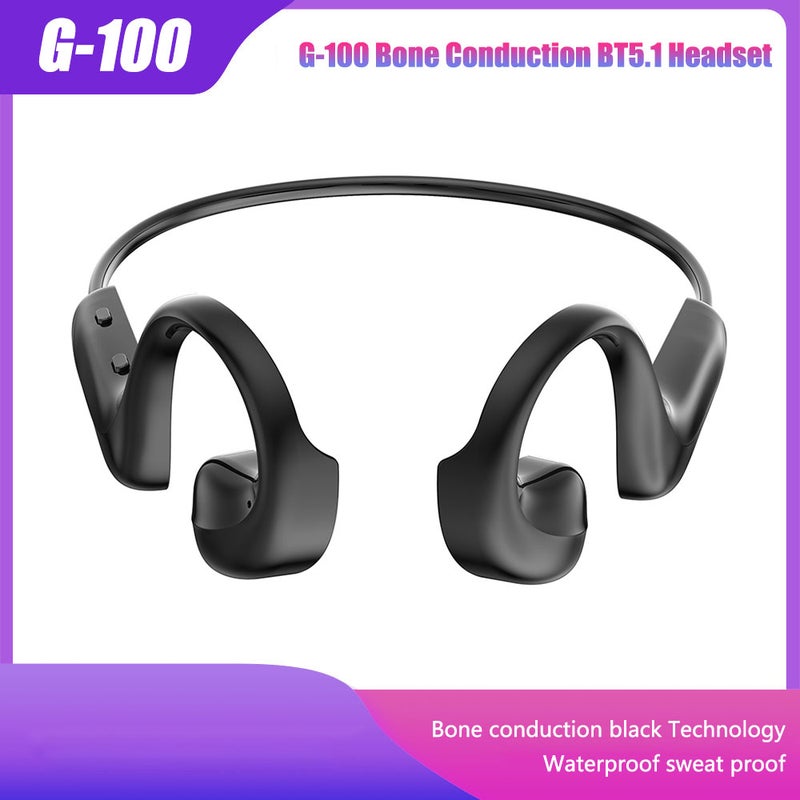 G100 Bone Conduction Bluetooth 5.1 Hanging Headset Black  - Image 1