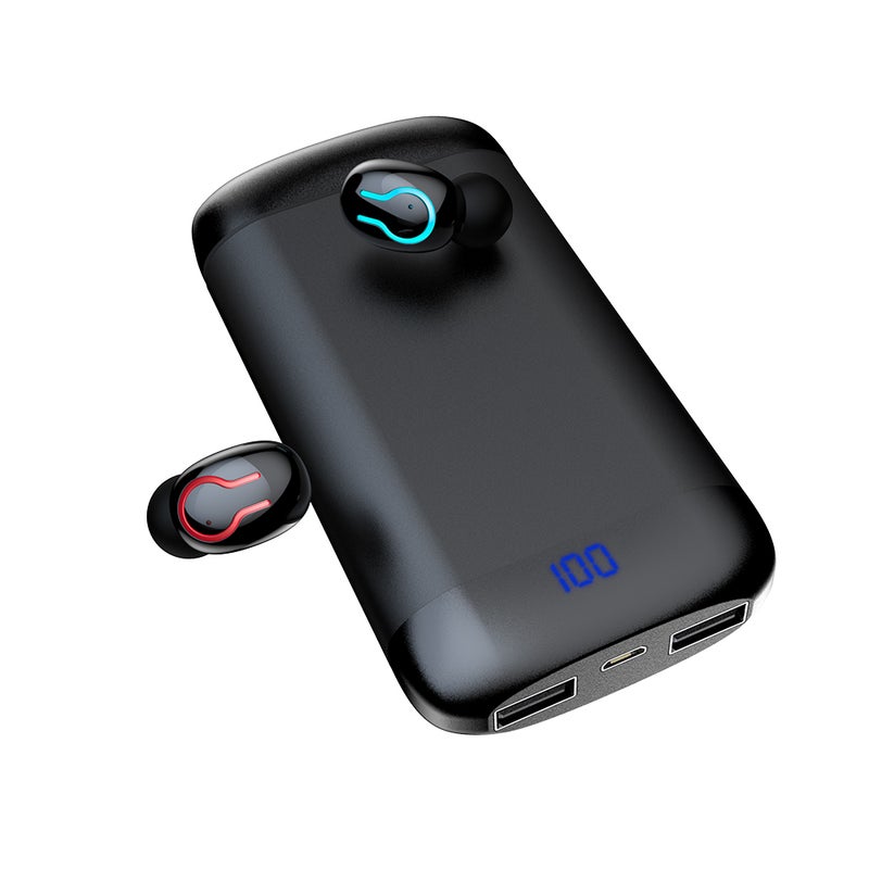 HBQ-Q66 Bluetooth 5.0+EDR TWS True Wireless In-Ear Headphones With Dual Mic And 6000mAh Charging Box Black
