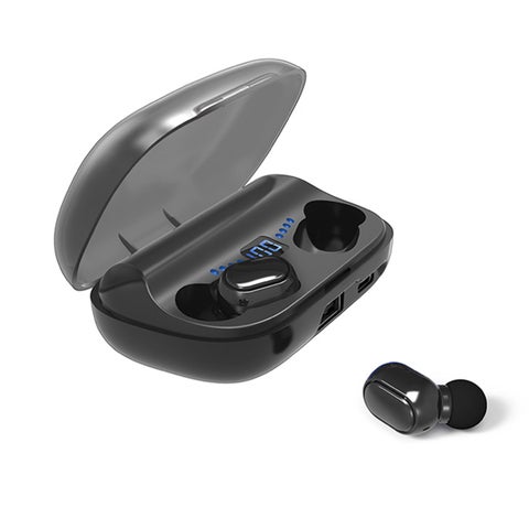 JS2 BT 5.0 Wireless In-Ear Headphones With LED-Digital Display Black