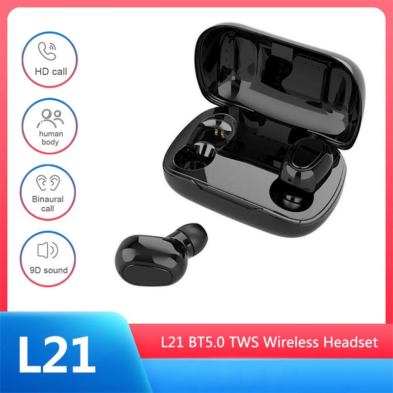 L21 Bluetooth 5.0 TWS Wireless Headset Black  - Image 1