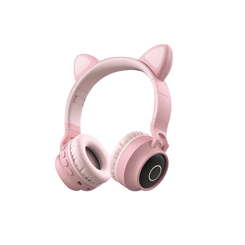 Generic LED Cat Ear Noise Cancelling Bluetooth Wired Headphones Pink  - Image 1