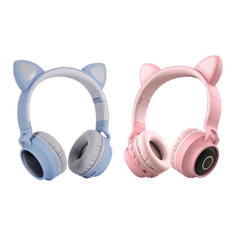 Generic LED Cat Ear Noise Cancelling Bluetooth Wired Headphones Pink  - Image 5
