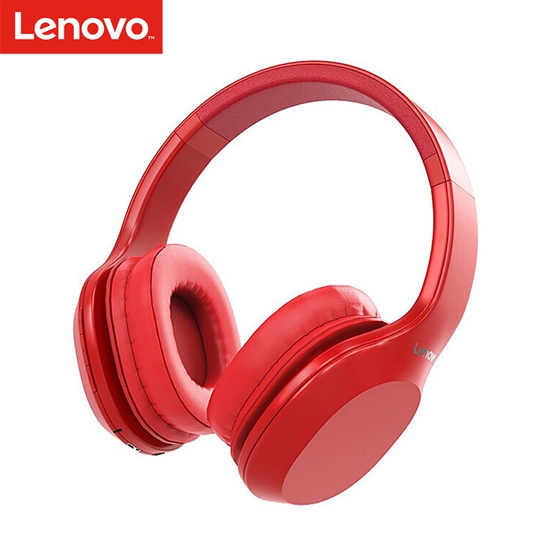 Lenovo HD100 Bluetooth 5.0 Wireless Stereo Headphones Over Ear Gaming Headset Red - Image 1