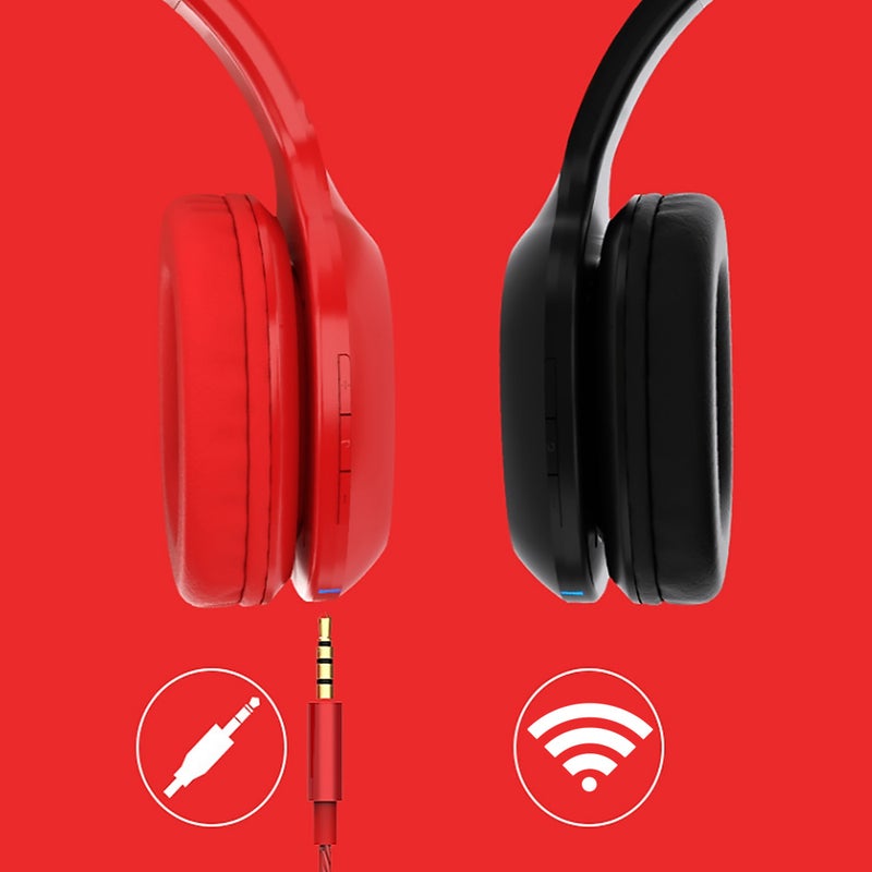 Lenovo HD100 Bluetooth 5.0 Wireless Stereo Headphones Over Ear Gaming Headset Red - Image 2