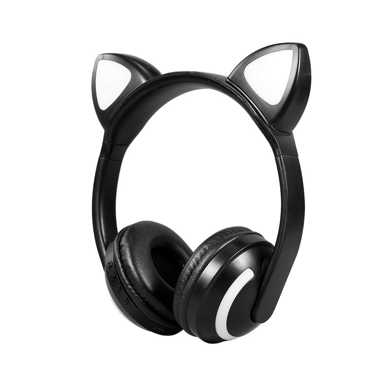 Zw-19 LED Cat Ear Noise Cancelling Bluetooth Wired Headphones Black - Image 4