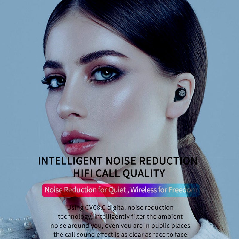 Generic - F9 TWS BT 5.0 Wireless In-Ear Headphones With 2000mAh Powerbank Case And Digital Power Display Black - Image 1