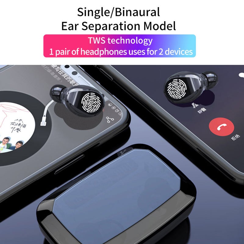 Generic - F9 TWS BT 5.0 Wireless In-Ear Headphones With 2000mAh Powerbank Case And Digital Power Display Black - Image 1