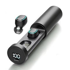 Mini TWS BT Wireless In-Ear Headphones With Microphone And LED-Digital Display Black