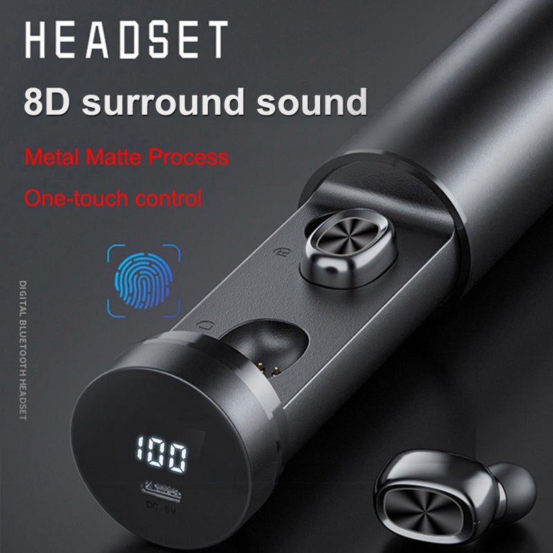 Generic - Mini TWS-05 BT Wireless In-Ear Headphones With LED-Digital Display Black - Image 1