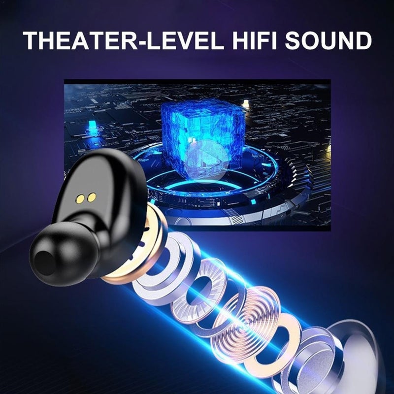 Generic - Mini TWS BT Wireless In-Ear Headphones With Microphone And LED-Digital Display Black - Image 1