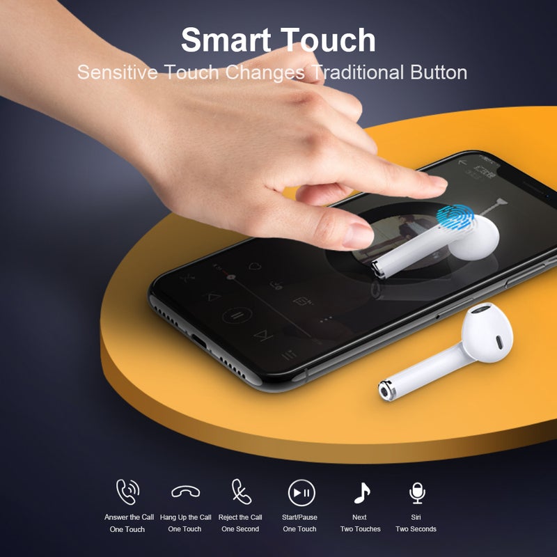Generic - Mini TWS Smart Touch Bluetooth Wireless Earphone white - Image 1
