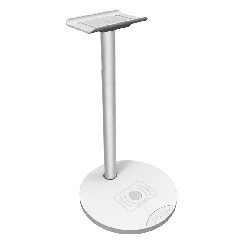 New Bee Over Ear Headphone Holder Wireless Charging Pad Silver - Image 1