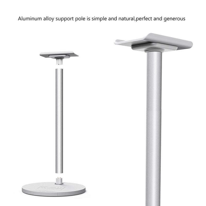 New Bee Over Ear Headphone Holder Wireless Charging Pad Silver - Image 2