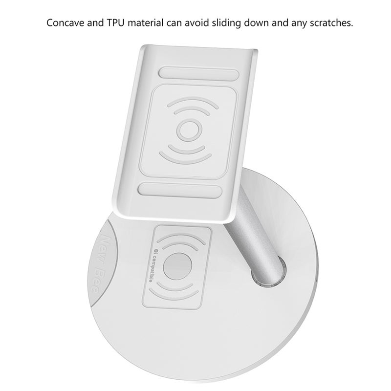 New Bee Over Ear Headphone Holder Wireless Charging Pad Silver - Image 4