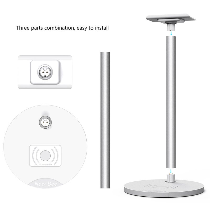 New Bee Over Ear Headphone Holder Wireless Charging Pad Silver - Image 5