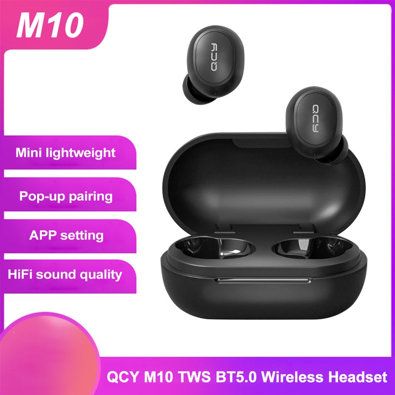QCY M10 TWS BT5.0 Wireless In-Ear Headphones Black  - Image 1