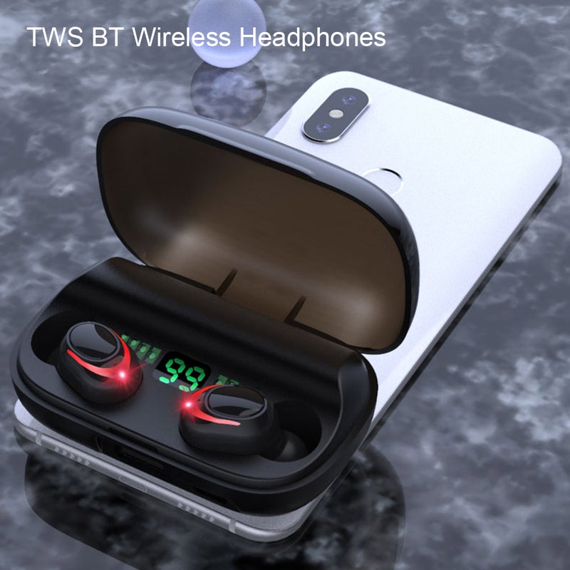 Generic - S7 TWS Bluetooth 5.0 True Wireless Earbuds Headphone Headset With LED Display USB Output Power Bank Black - Image 1
