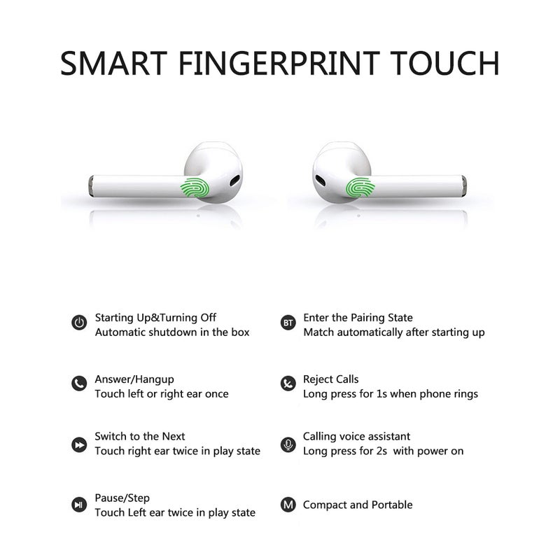 Generic Second Generation BT 5.0 Wireless In-Ear Headphones With Dual Microphones White  - Image 3