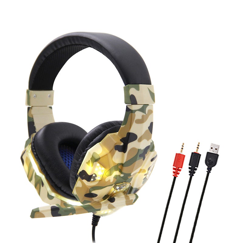 SY830MV Gaming Wired Over Ear Headphones Earphone With Mic LED Light AUX USB For Desktop PC - Image 4