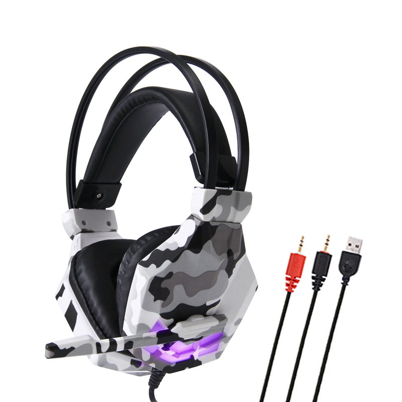 SY850MV Gaming Over Ear Headphone Earphone With Mic LED Light Volume Control AUX USB For Desktop PC - Image 1