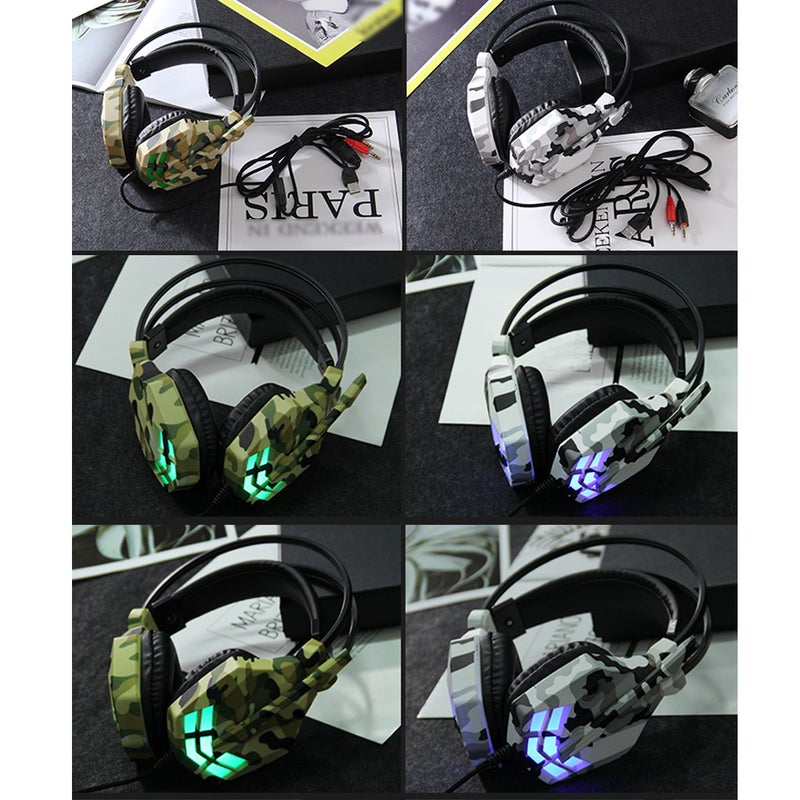 SY850MV Gaming Over Ear Headphone Earphone With Mic LED Light Volume Control AUX USB For Desktop PC - Image 4