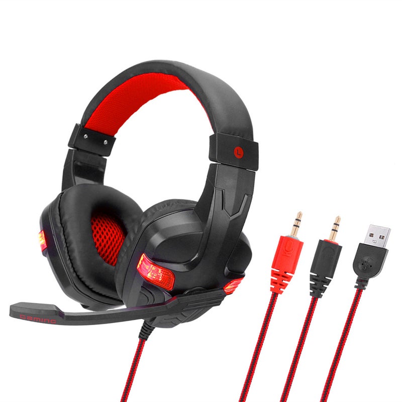 SY860MV Gaming Wired Over Ear Headphones Headset Earphone With Mic LED Light - Image 1