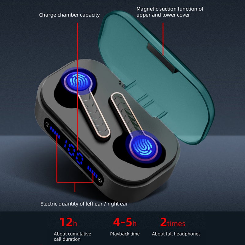 Generic - T19 TWS Bluetooth V5.0 Wireless In-Ear Sport Headphones Black - Image 1