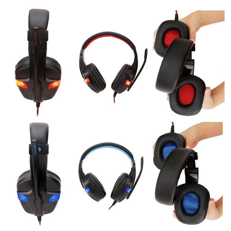 SY860MV Gaming Wired Over Ear Headphones Headset Earphone With Mic LED Light - Image 3