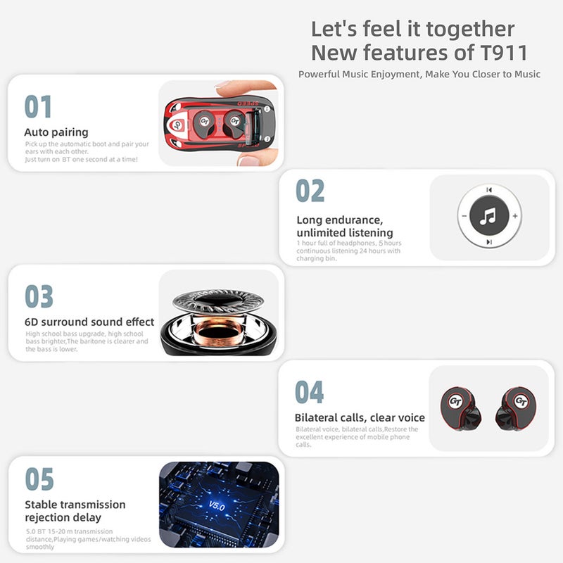 سماعات رأس TWS T911 ذكية صغيرة أصفر - Image 3