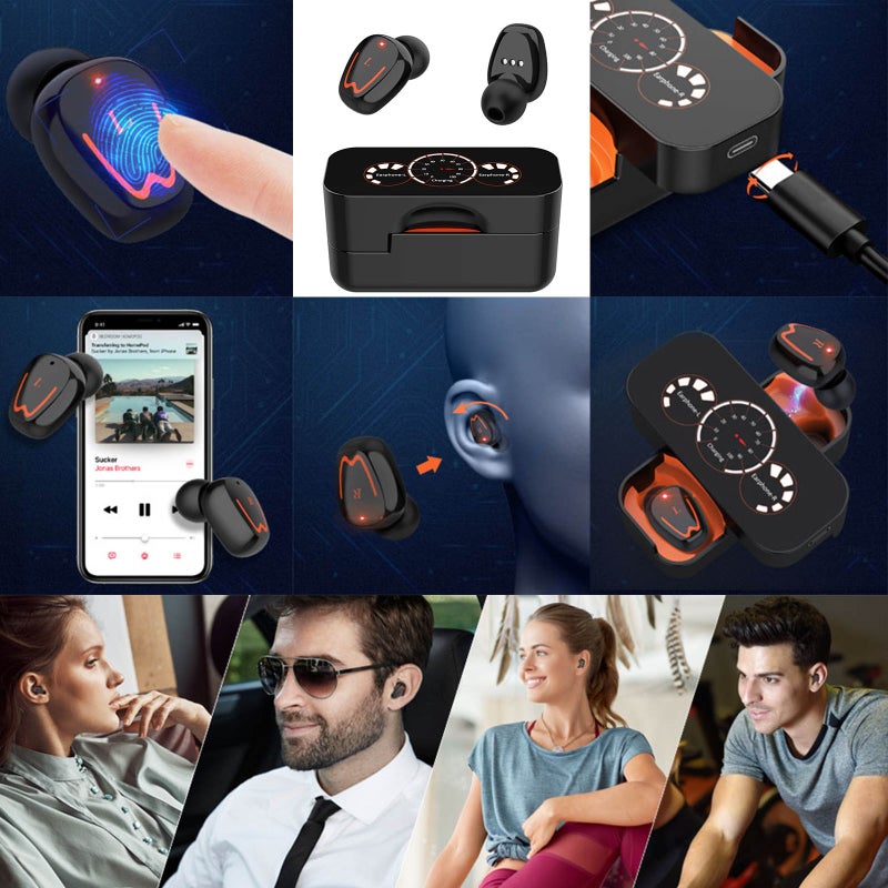 Generic - V1 HD TWS Bluetooth V5.0 Wireless In-Ear Sport Headphones Black - Image 1