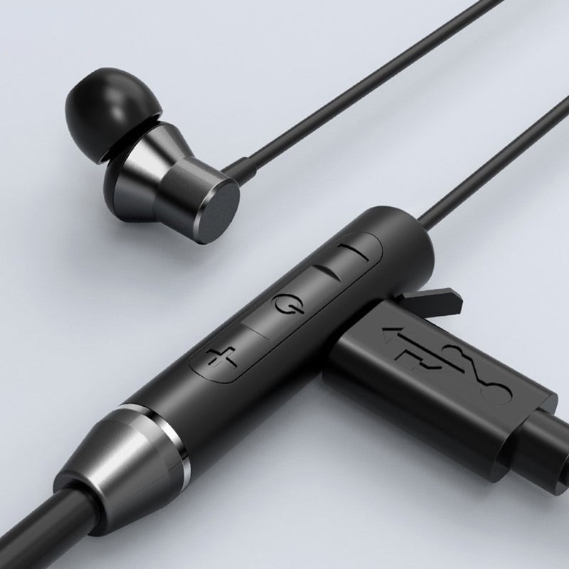 Generic - Neck Hanging Bluetooth 5.0 Wireless In-Ear Headphones Black - Image 1