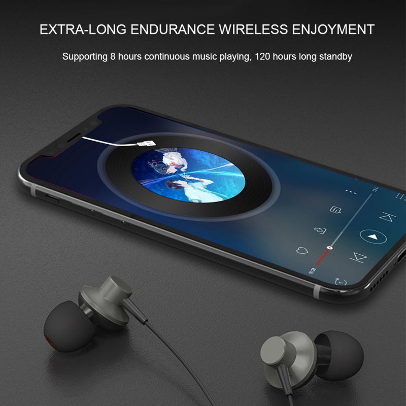 Generic - Neck Hanging Bluetooth 5.0 Wireless In-Ear Headphones Black - Image 1