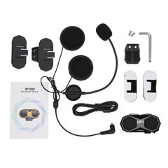 WT005 Motorcycle Bluetooth Intercom Helmet Headphones For 3 Riders Black