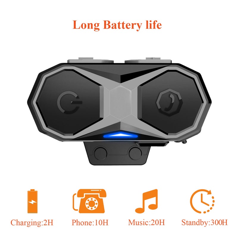 Generic - WT005 Motorcycle Bluetooth Intercom Helmet Headphones For 3 Riders Black - Image 1