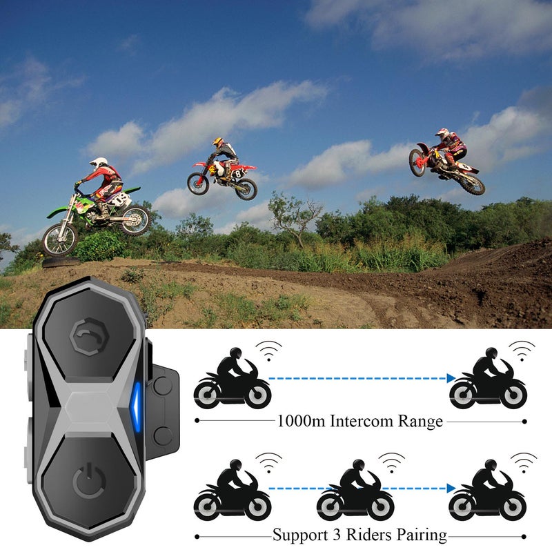 Generic - WT005 Motorcycle Bluetooth Intercom Helmet Headphones For 3 Riders Black - Image 1