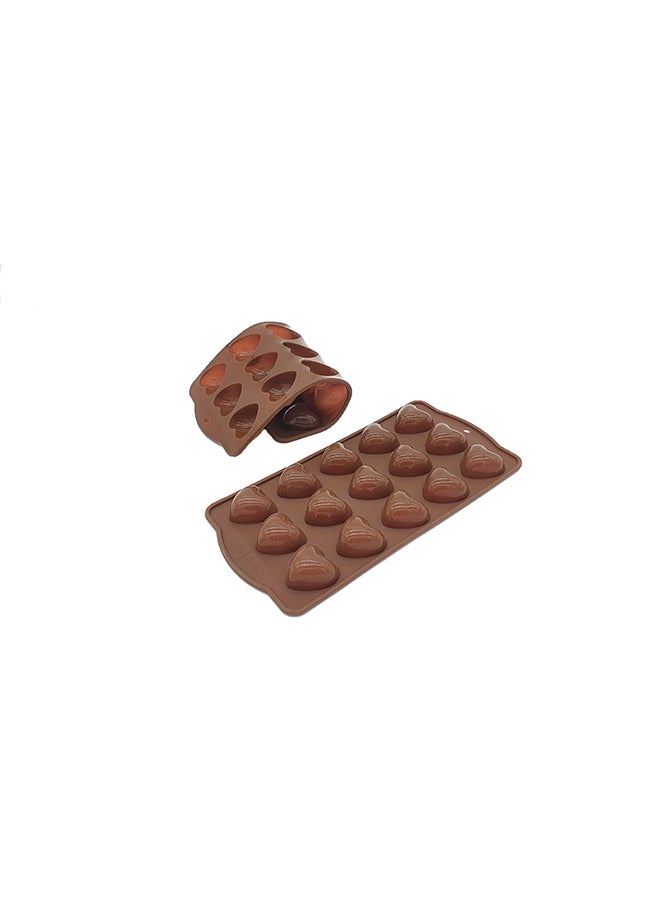 15-Slot Heart Shaped Chocolate Mould Brown 21cm  - Image 1