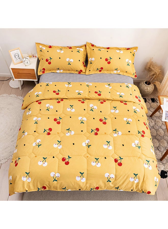 RISHAHOME 4-Piece King Size Comforter Set Microfiber Yellow  - Image 1