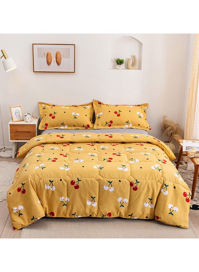 RISHAHOME 4-Piece King Size Comforter Set Microfiber Yellow  - Image 2