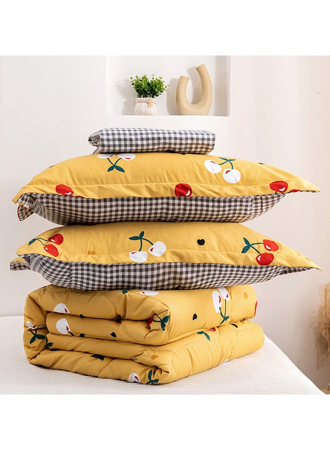 RISHAHOME 4-Piece King Size Comforter Set Microfiber Yellow  - Image 4